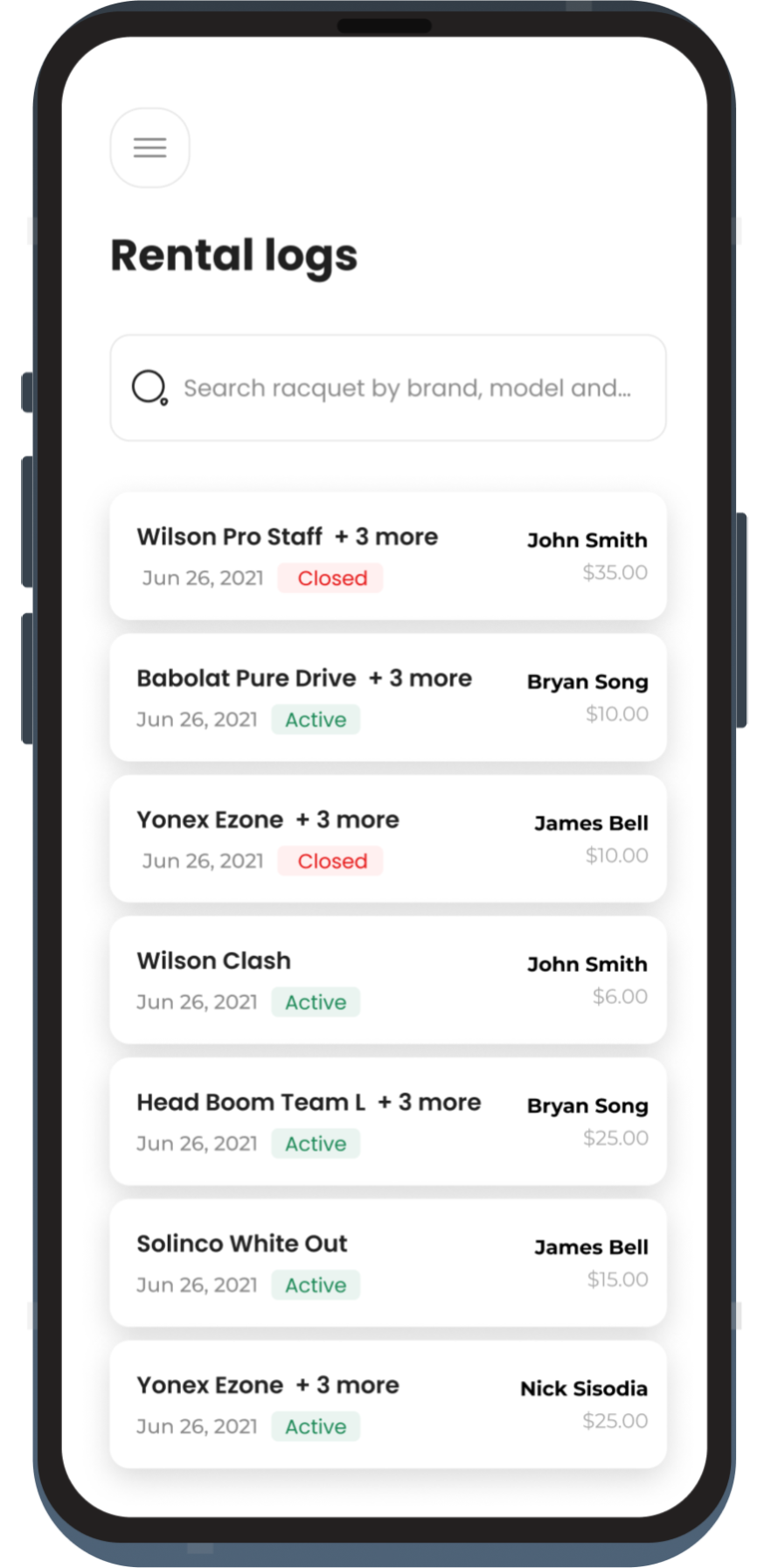 Shops view rental logs on phone